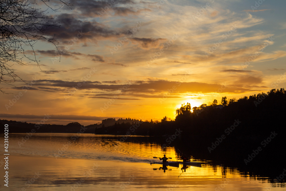 Fototapeta premium sunset on the river