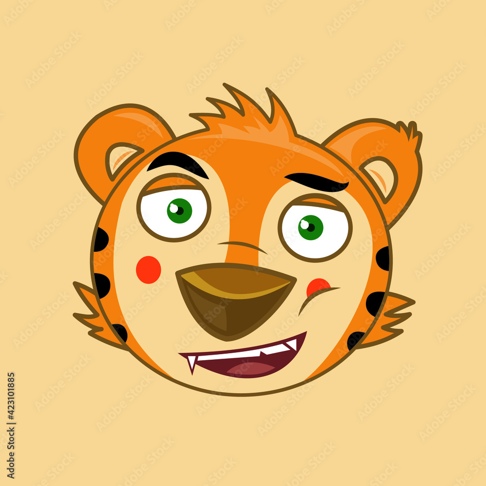 Cute tiger illustration clip-art in childish style Cute tiger illustration clip-art in childish style