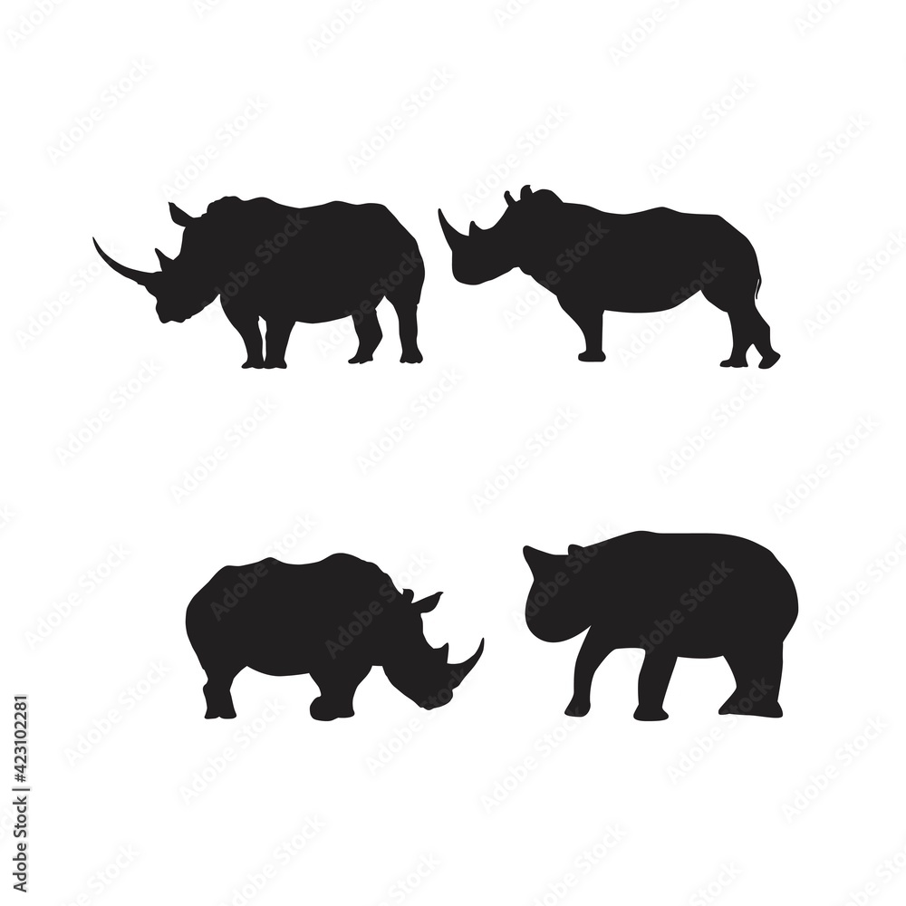 Rhino Silhouette Rhinoceros Symbol Set Rhino Silhouette Rhinoceros Symbol Set