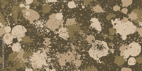 Splashed camouflage background. Seamless pattern.Vector. 飛び散った迷彩パターン