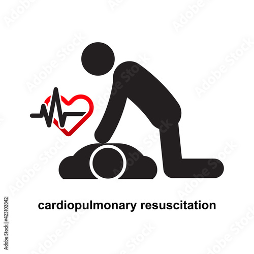 cardiopulmonary resuscitation,cpr icon isolated on white background vector illustration. photo