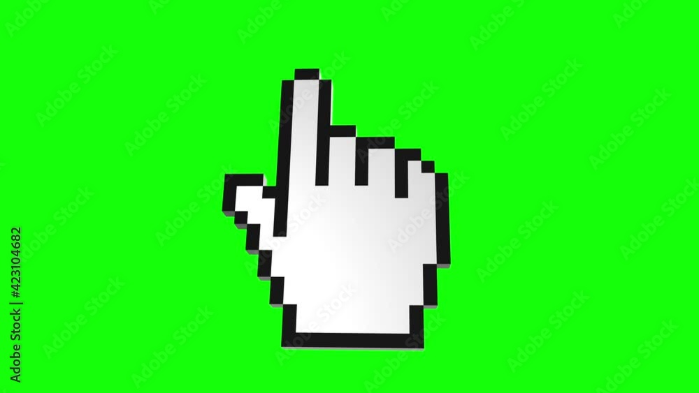 3d model of pixelated hand finger icon on green screen. Isometric logo. Animation 3d model of pixelated hand finger icon on green screen. Isometric logo. Animation