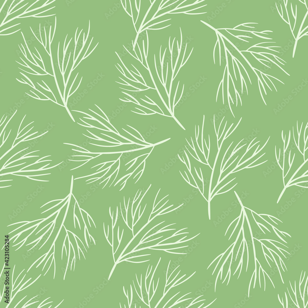 Random seamless pattern with doodle tree branches silhouettes print. Light green background. Abstract style. Random seamless pattern with doodle tree branches silhouettes print. Light green background. Abstract style.