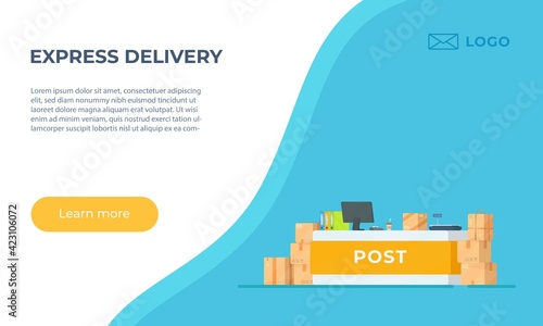 Express home delivery. Vector illustration of shopping from the store. Goods and sales on the Internet.