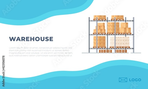 Parcel Warehouse. Vector illustration of ordering goods from the Internet. Online shopping. Sale, business, post office.