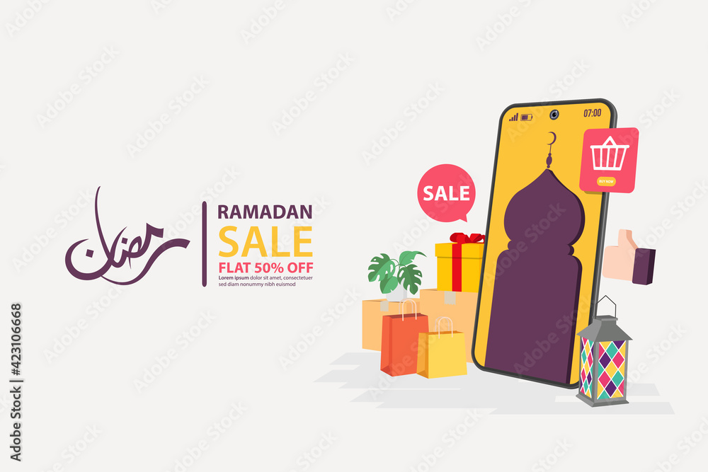 Ramadan sale banners on mobile, discount and best offer tag, label or sticker set on occasion of Ramadan Kareem and Eid Mubarak, vector illustration Ramadan sale banners on mobile, discount and best offer tag, label or sticker set on occasion of Ramadan Kareem and Eid Mubarak, vector illustration