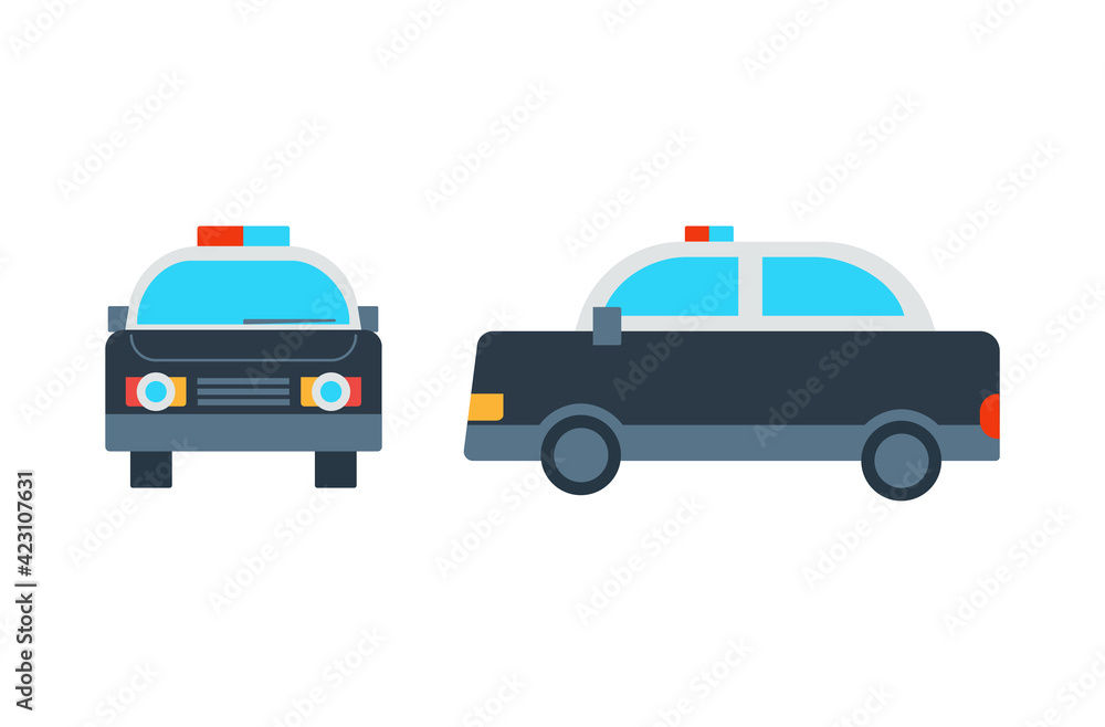 Police car vector flat icon. Isolated police car emoji illustration.