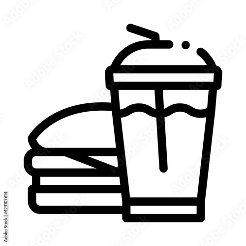 unhealthy fast food line icon vector illustration