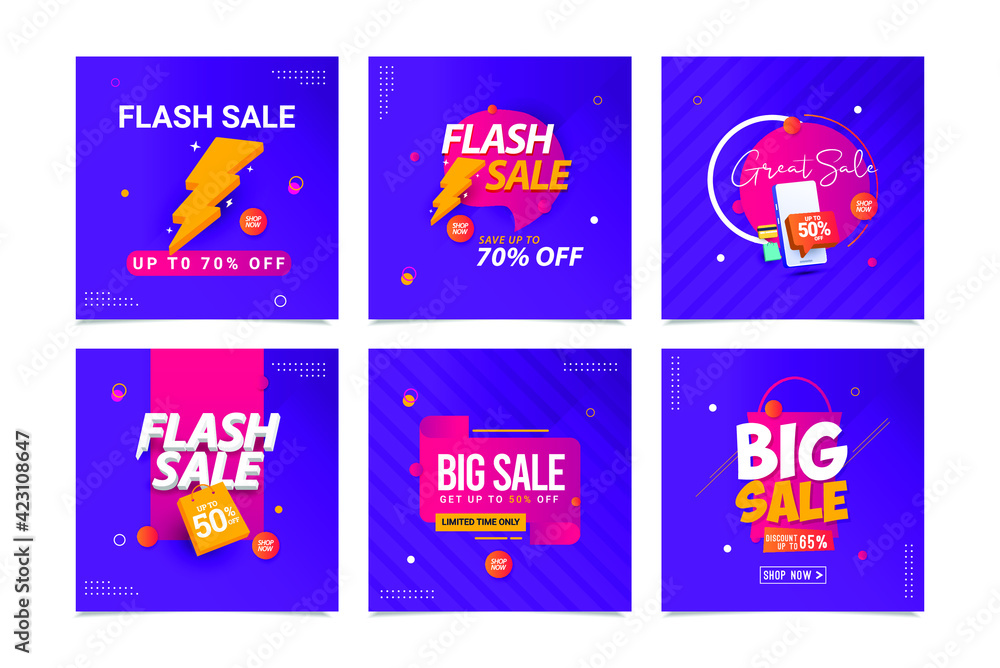 Flash sale, big sale design template.