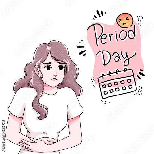 Girl period day cartoon illustration 