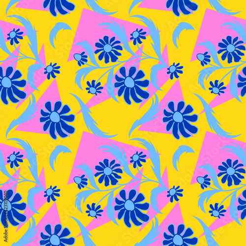Wallpaper Mural Folk floral pattern. Abstract flowers print. seamless pattern Torontodigital.ca