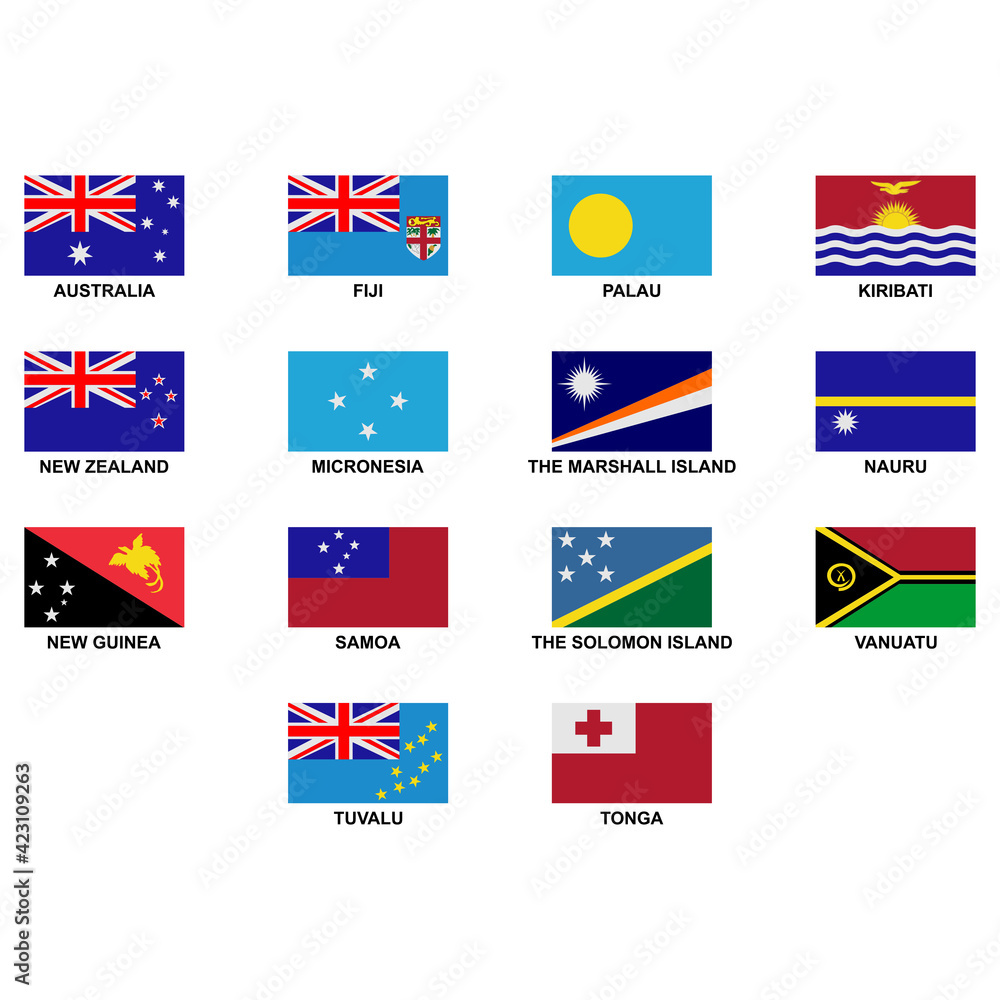 the flags of country in the australia of continent icon set vector sign symbol