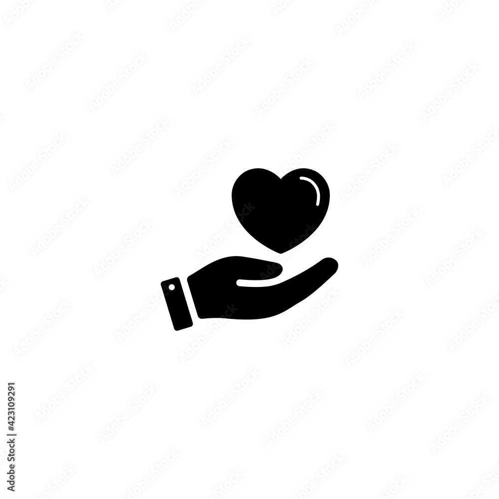 Heart in palms icon vector for web, computer and mobile app Heart in palms icon vector for web, computer and mobile app