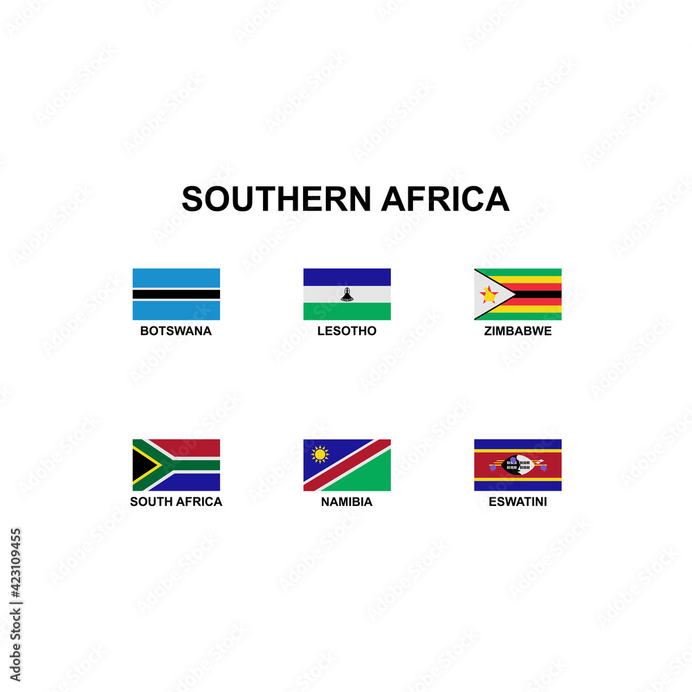 the flags of country in the southern africa icon set vector sign symbol