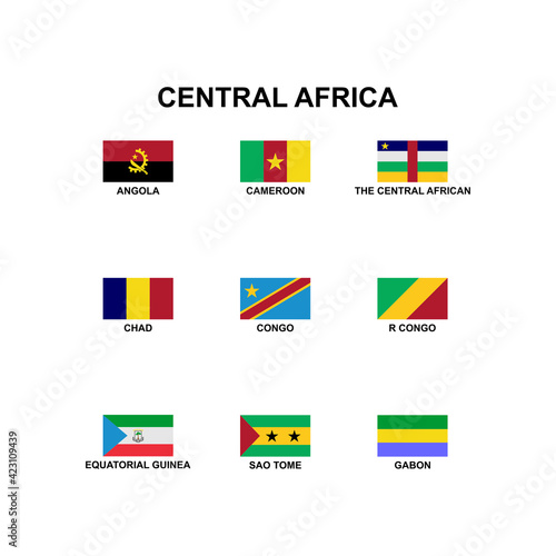 the flags of country in the central africa icon set vector sign symbol