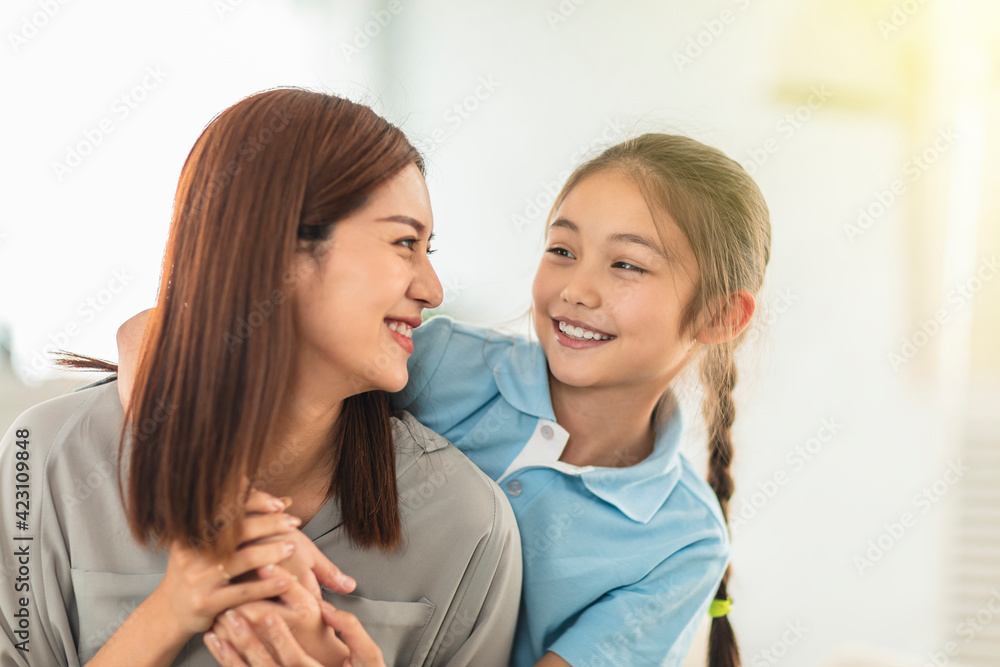 Happy mother and little girl daughter having fun at home Happy mother and little girl daughter having fun at home