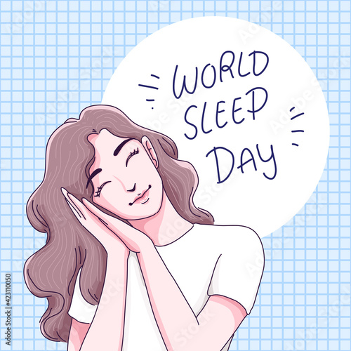 World sleep day cartoon illustration 