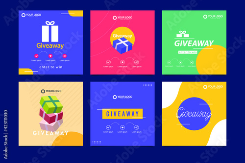 Giveaway social media contest vector template.