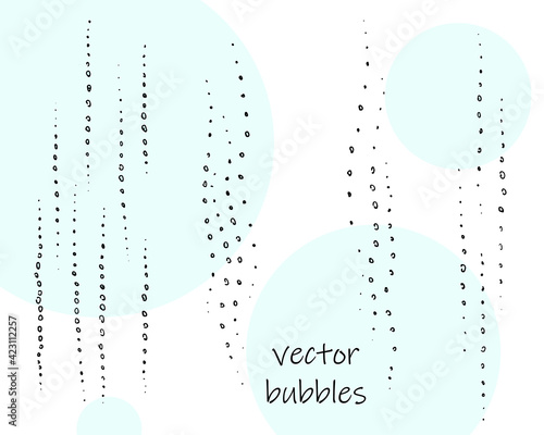 Black and white isolated bubbles blobs rain drops. Hand drawn simple vector sketch, line, ink