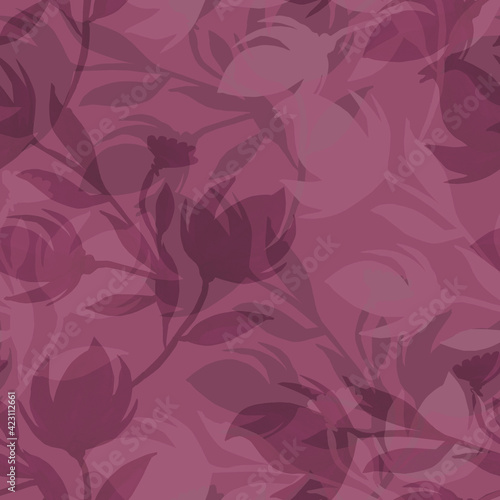 Decorative tree branch.Seamless pattern.Image on white and colored background.