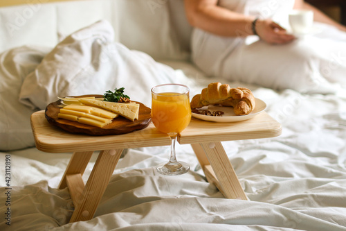 breakfast in bed with coffee