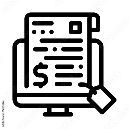 electronic license buying line icon vector illustration