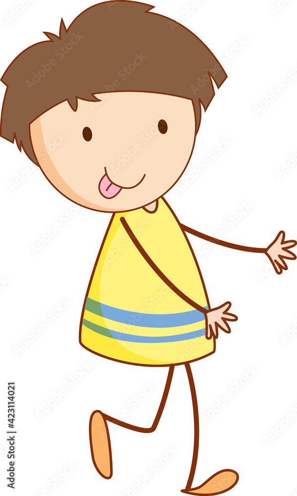 A girl cartoon character in hand drawn doodle style isolated A girl cartoon character in hand drawn doodle style isolated