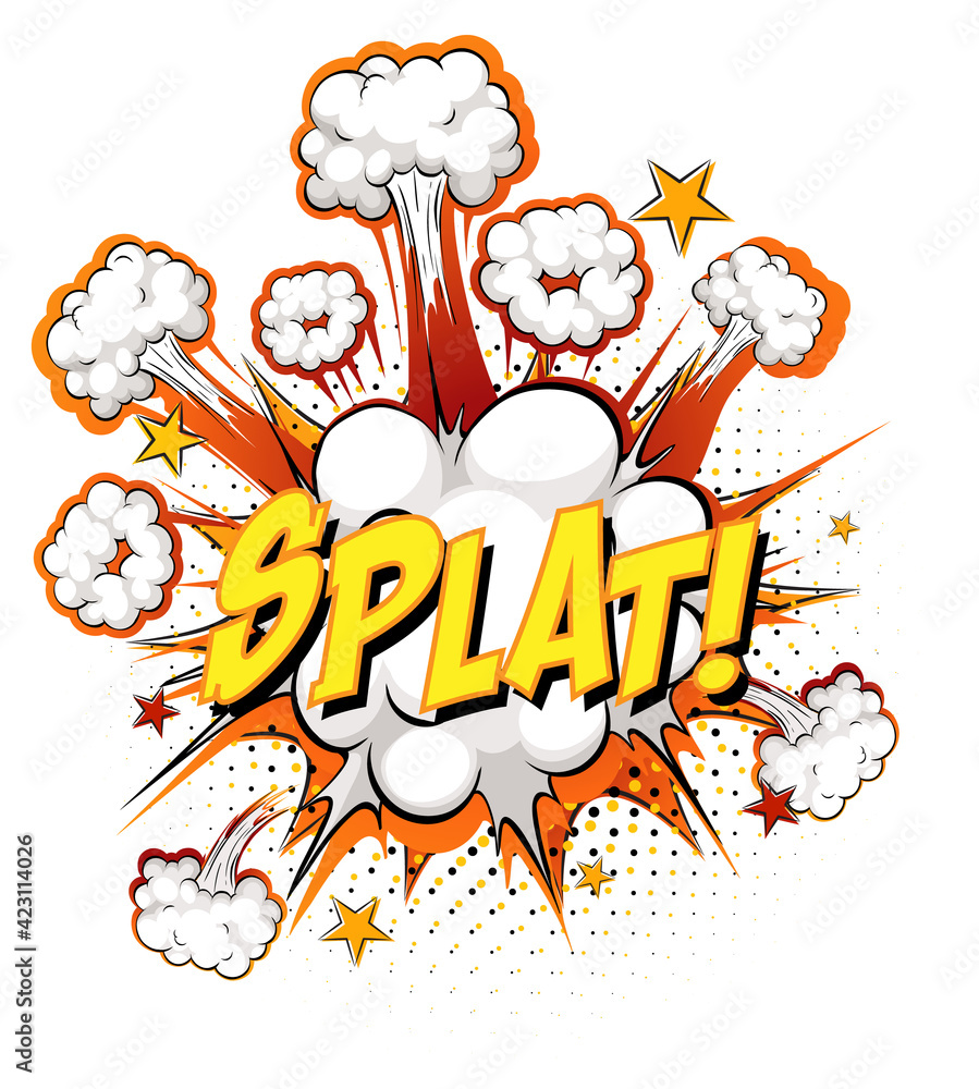 SPLAT text on comic cloud explosion isolated on white background