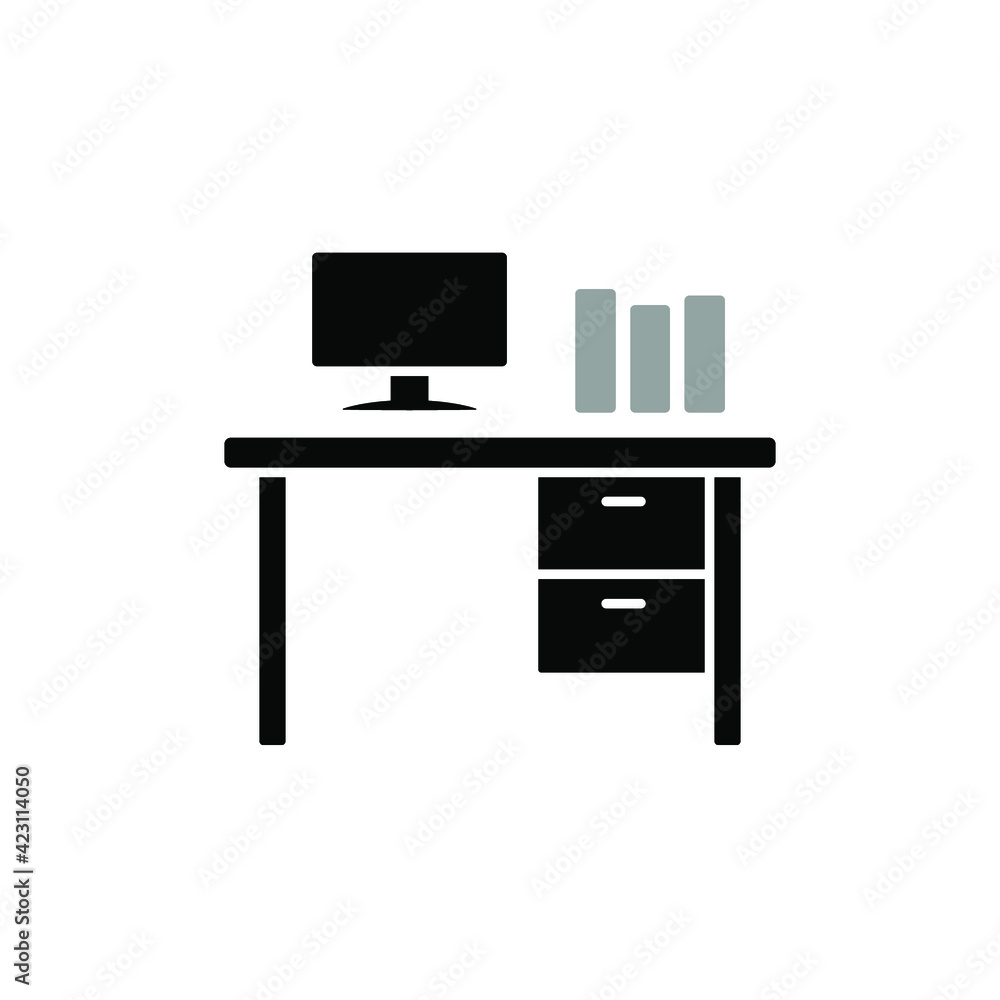 Illustration Vector graphic of desk office icon Illustration Vector graphic of desk office icon