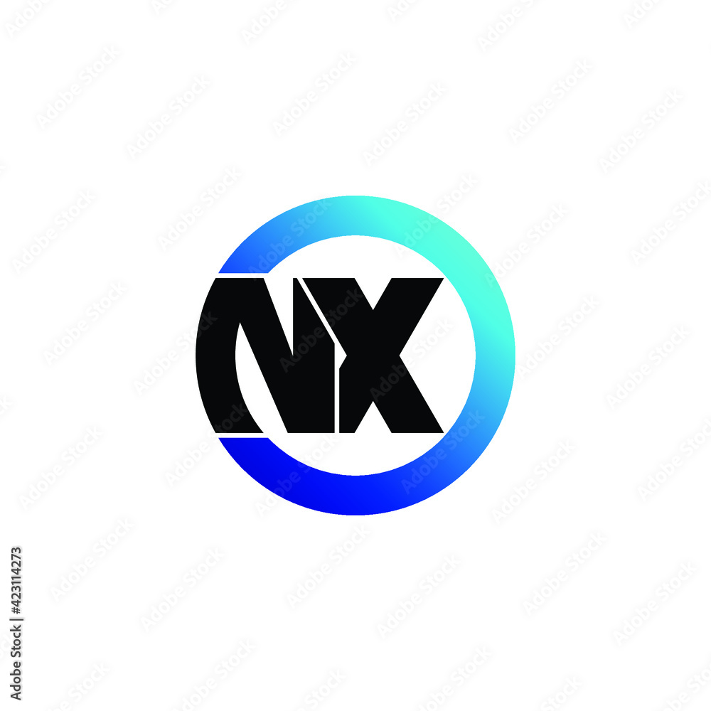 Letter NX circle logo design vector Letter NX circle logo design vector