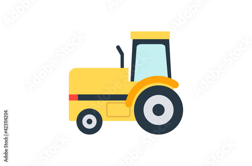 Tractor vector flat icon. Isolated agriculture machine vehicle, tractor car emoji illustration