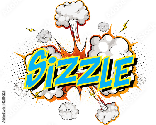 Word Sizzle on comic cloud explosion background