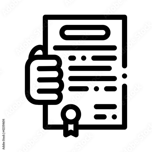 getting license for activity line icon vector illustration