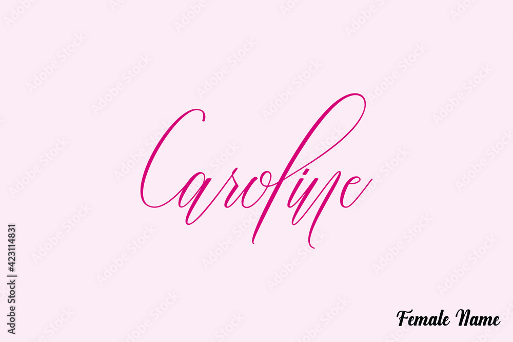 Caroline-Female Name Typography Text On Pink Background