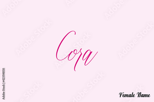 Cora-Female Name Typography Text On Pink Background