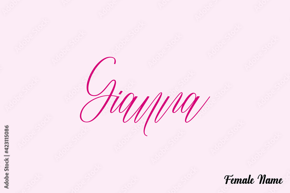 Gianna-Female Name Calligraphy Dork Pink Color Text On Pink Background