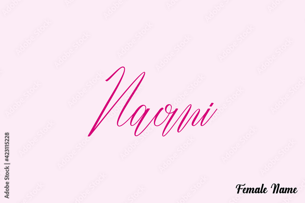 Naomi-Female Name Calligraphy Dork Pink Color Text On Pink Background
