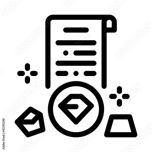 metals and precious stones license line icon vector illustration