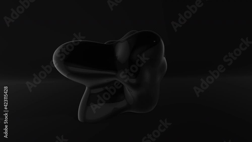 Fashionable background animation of black neomorphism movement with rotation of various shapes with shadow. This dark minimalist abstract background.