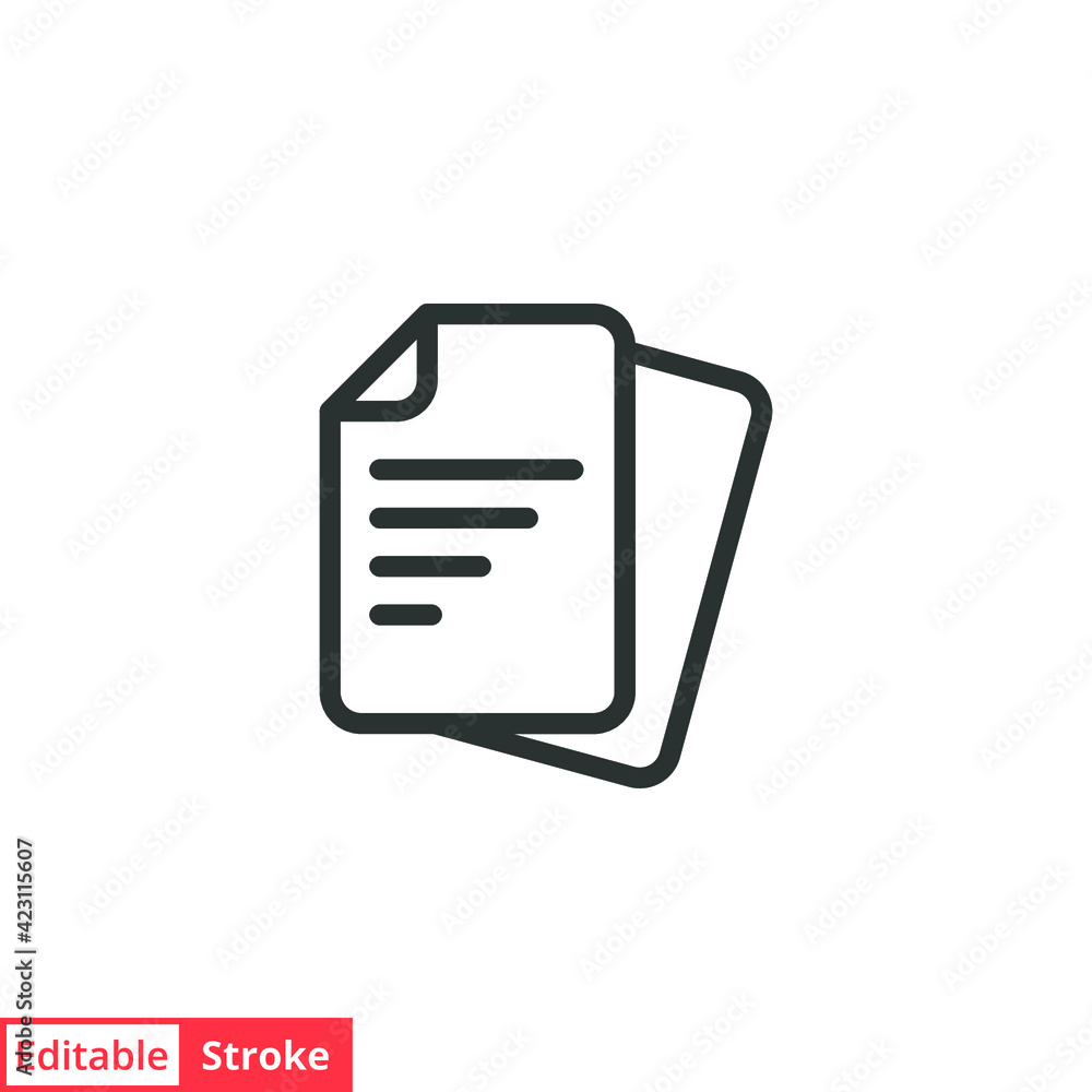 Document line icon. Simple outline style. Note, information, paper, sheet, pictogram, contract, copy concept. Page file, list text vector illustration isolated for web design. Editable stroke EPS 10. Document line icon. Simple outline style. Note, information, paper, sheet, pictogram, contract, copy concept. Page file, list text vector illustration isolated for web design. Editable stroke EPS 10.