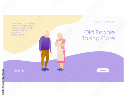 Old couple concept web page design template