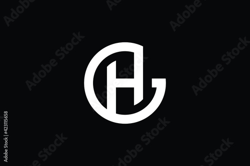 GH logo letter design on luxury background. HG logo monogram initials letter concept. GH icon logo design. HG elegant and Professional letter icon design on black background. G H HG GH