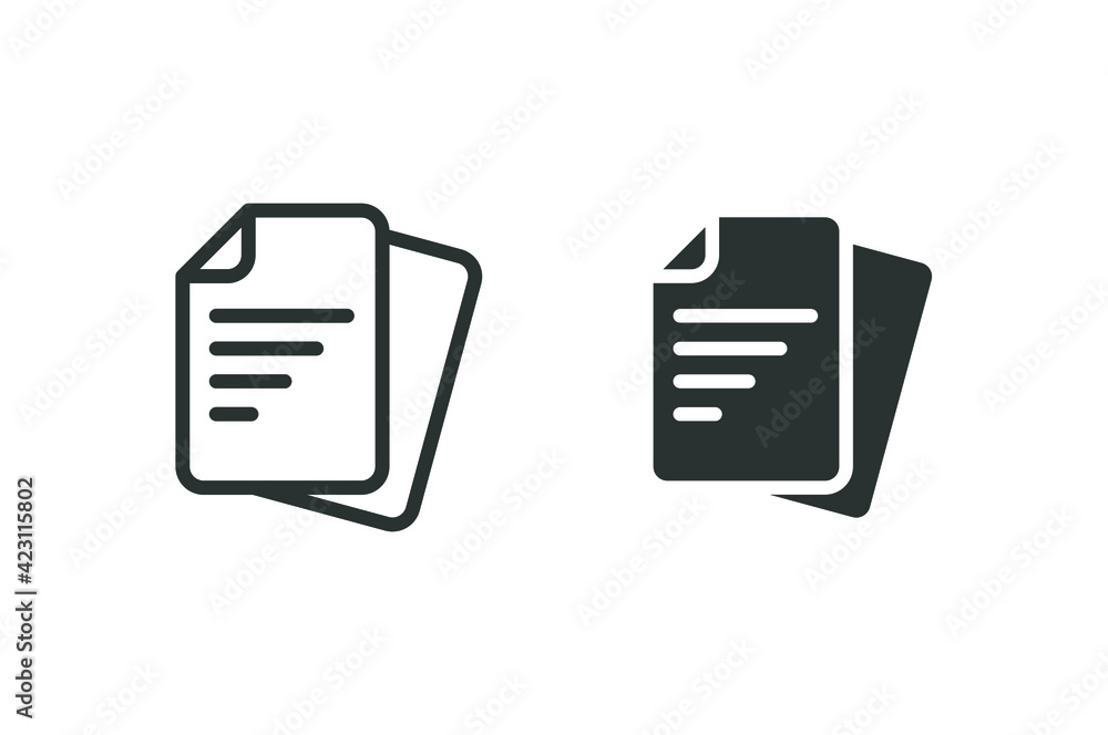 Document line and solid icon. Outline and glyph symbol. Note, information, paper, sheet, pictogram, contract, copy concept. Page file, list text vector illustration isolated for web design. EPS 10. Document line and solid icon. Outline and glyph symbol. Note, information, paper, sheet, pictogram, contract, copy concept. Page file, list text vector illustration isolated for web design. EPS 10.
