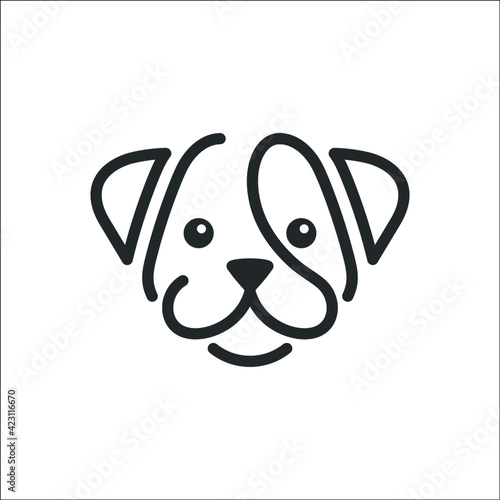 Cute puppy face - dog line art design vector