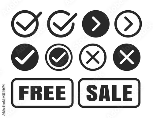Check mark icon set. Right and wrong symbol.