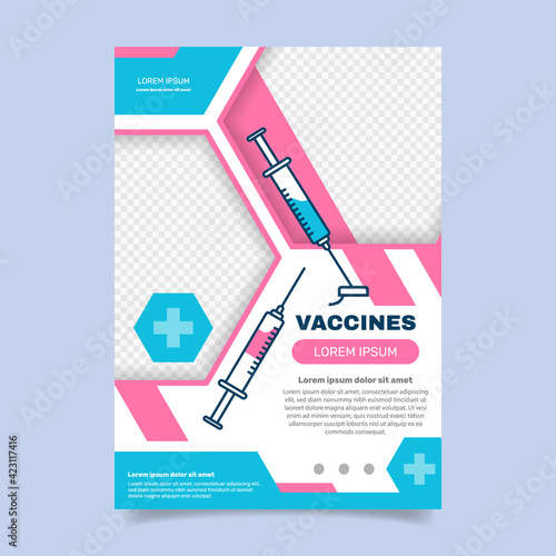 Coronavirus vaccination vertical flyer template . - Vector.