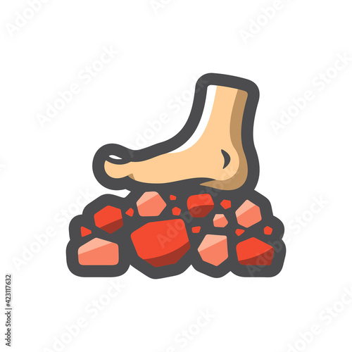 Yogi Leg Burning coal Vector icon Cartoon illustration