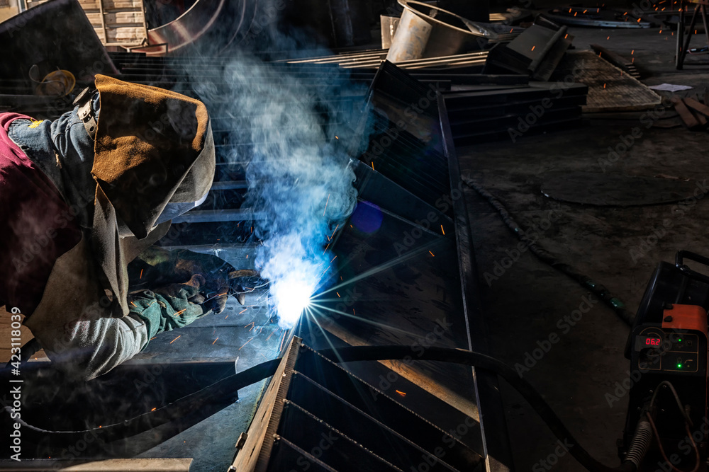 Gas metal arc welding. It is a welding process in which an electric arc forms between a consumable wire electrode and the workpiece metal, which heats the workpiece metal, causing them to fuse. Gas metal arc welding. It is a welding process in which an electric arc forms between a consumable wire electrode and the workpiece metal, which heats the workpiece metal, causing them to fuse.