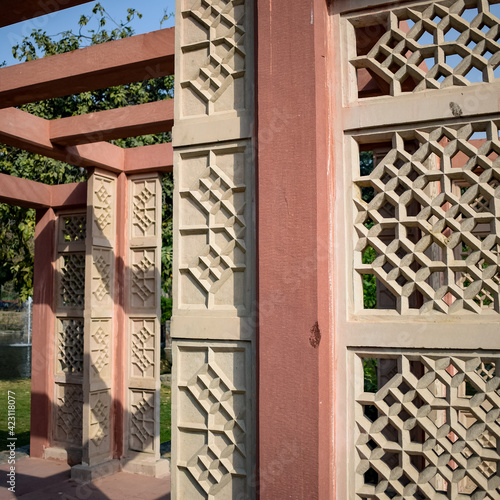 Inside view of architecture tomb inside Sunder Nursery in Delhi India, Sunder Nursery is World Heritage Site located near Humayun's Tomb in Delhi, Sunder Nursery inside view during morning time photo