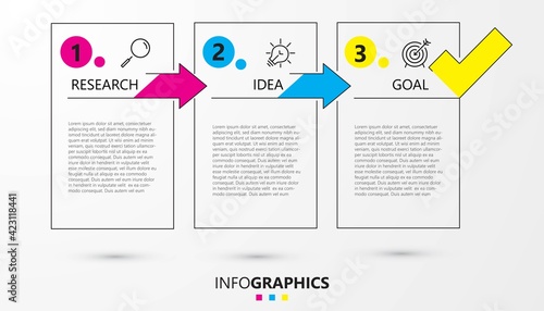 Business Infographic design template Vector with icons and 3 options or steps. Can be used for process diagram, presentations, workflow layout, banner, flow chart, info graph